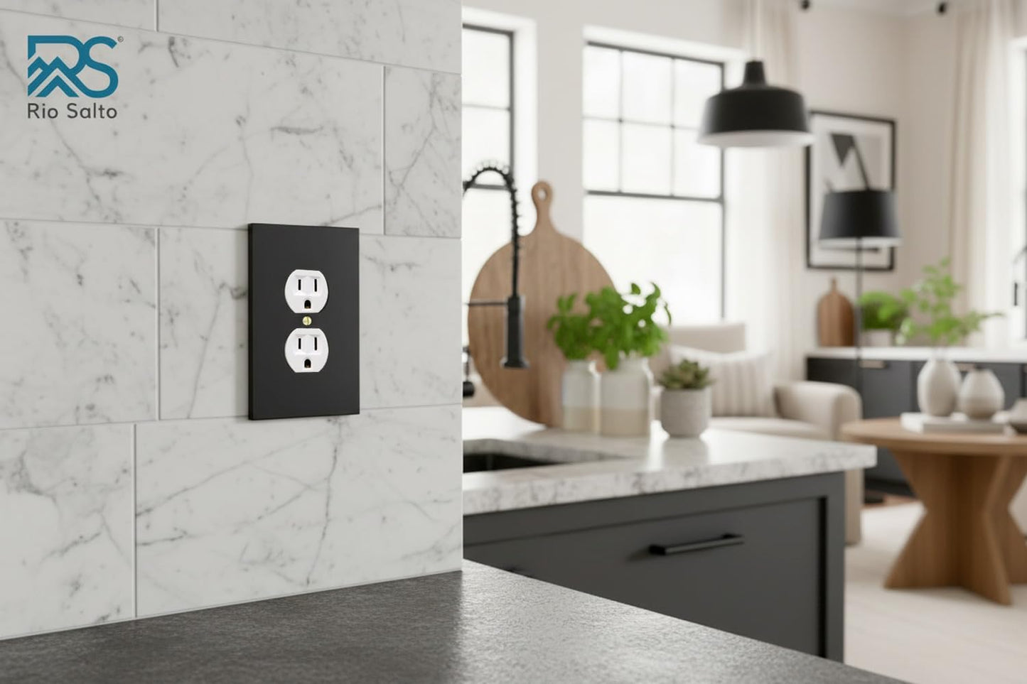 Rio Salto Black Duplex Outlet Covers Matte Black Metal Outlet Cover Wall Plates Light Switch Cover Modern — Forge