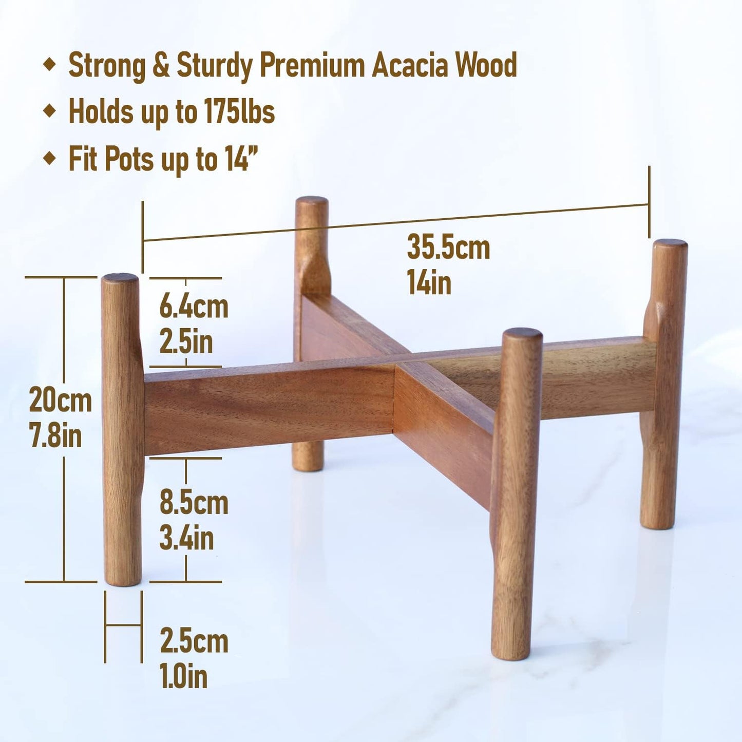 Macaw on Kapok Wood Plant Stand - Fits 8 10 12 to 14 inch Plant Pot - Acacia Solid Wood - Planter Stands for Indoor