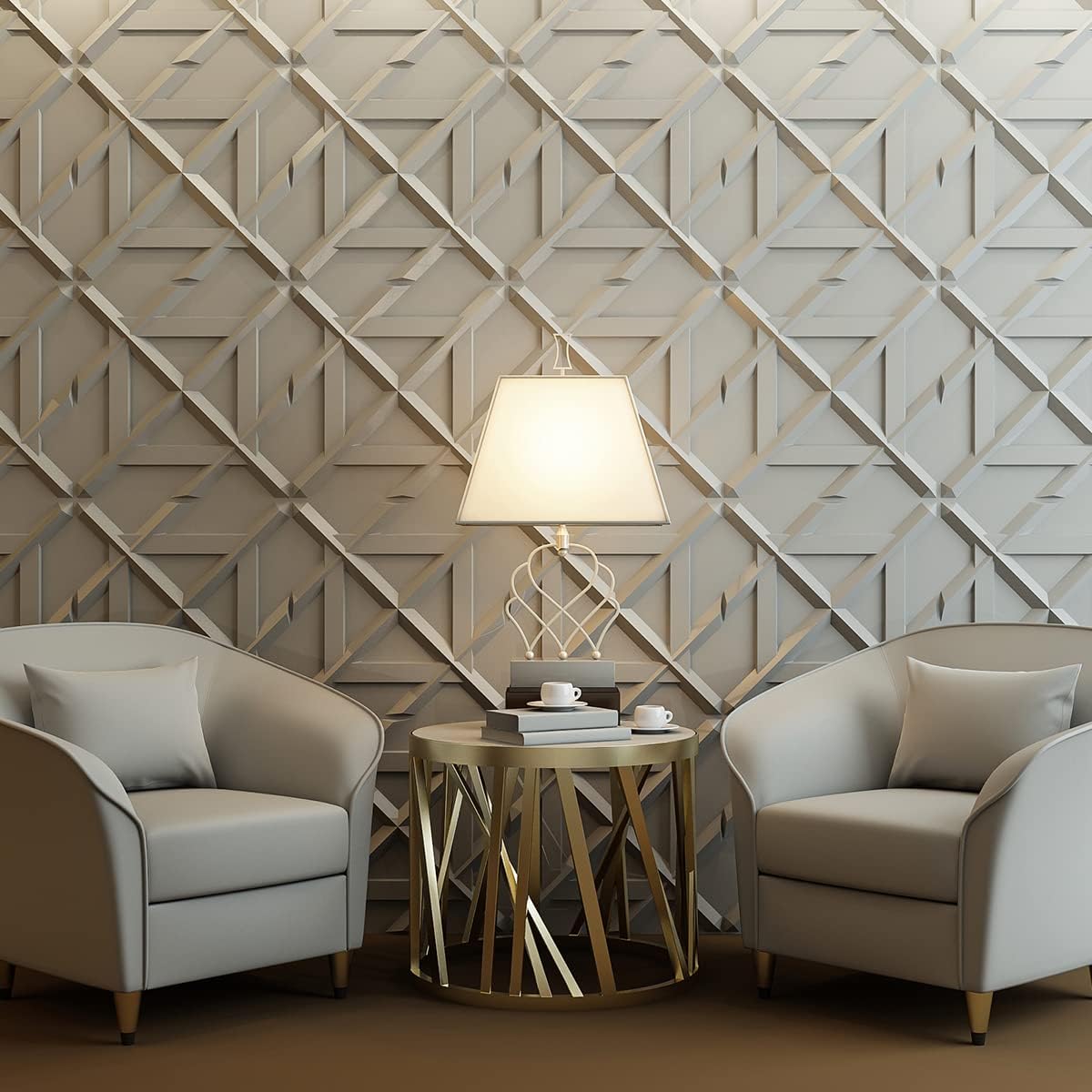 Art3d Decorativ PVC Glue-Up 3D Wall Panel, 19.7 x 19.7 in, 12-Pack, White | Waterproof, Scratch Resistant, Wall &