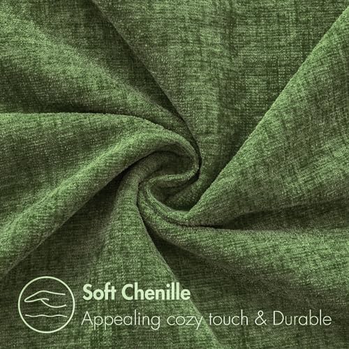 MIULEE Soft Chenille Lumbar Throw Pillow Covers Moss Green 12x20 Pack of 2
