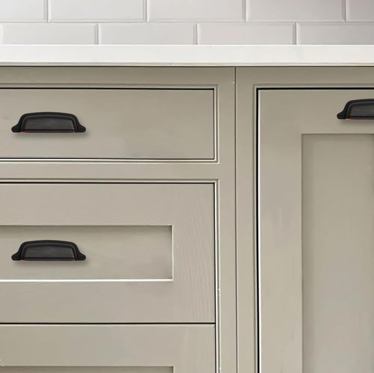 1/ Drawer Pulls Brushed Cabinet Cup / Cup Pulls 2-1/2 Inch Hole Center / Oil Rubbed Bronze / 2 Inch