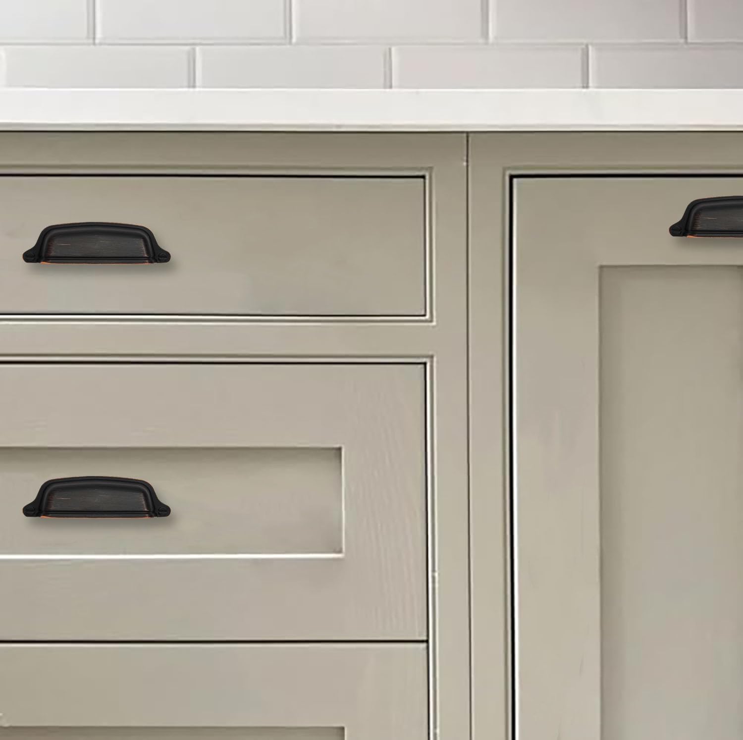 1/ Drawer Pulls Brushed Cabinet Cup / Cup Pulls 2-1/2 Inch Hole Center / Oil Rubbed Bronze / 2 Inch
