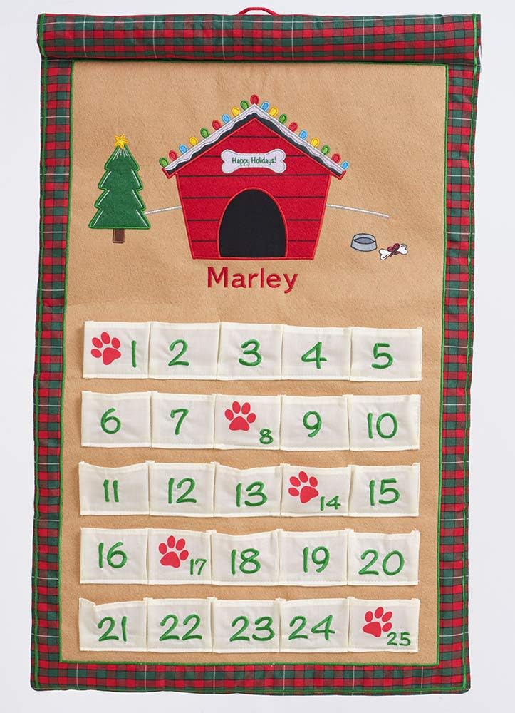 Personalized Dog Advent Calendar by Pockets of Learning | Interactive Canine Dog Countdown | Festive Pet Christmas Holiday Décor | Pet Seasonal Fabric Cloth Wall Hanging Décor