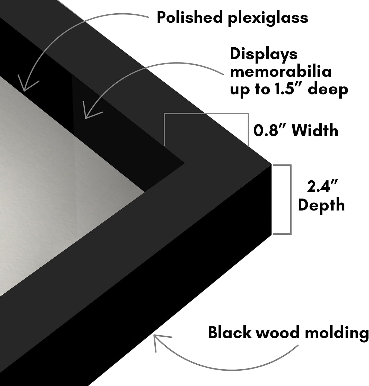 Americanflat 12x16 Shadow Box Frame - Engineered Wood - Black | Polished plexiglass front, 1.5 inch interior depth