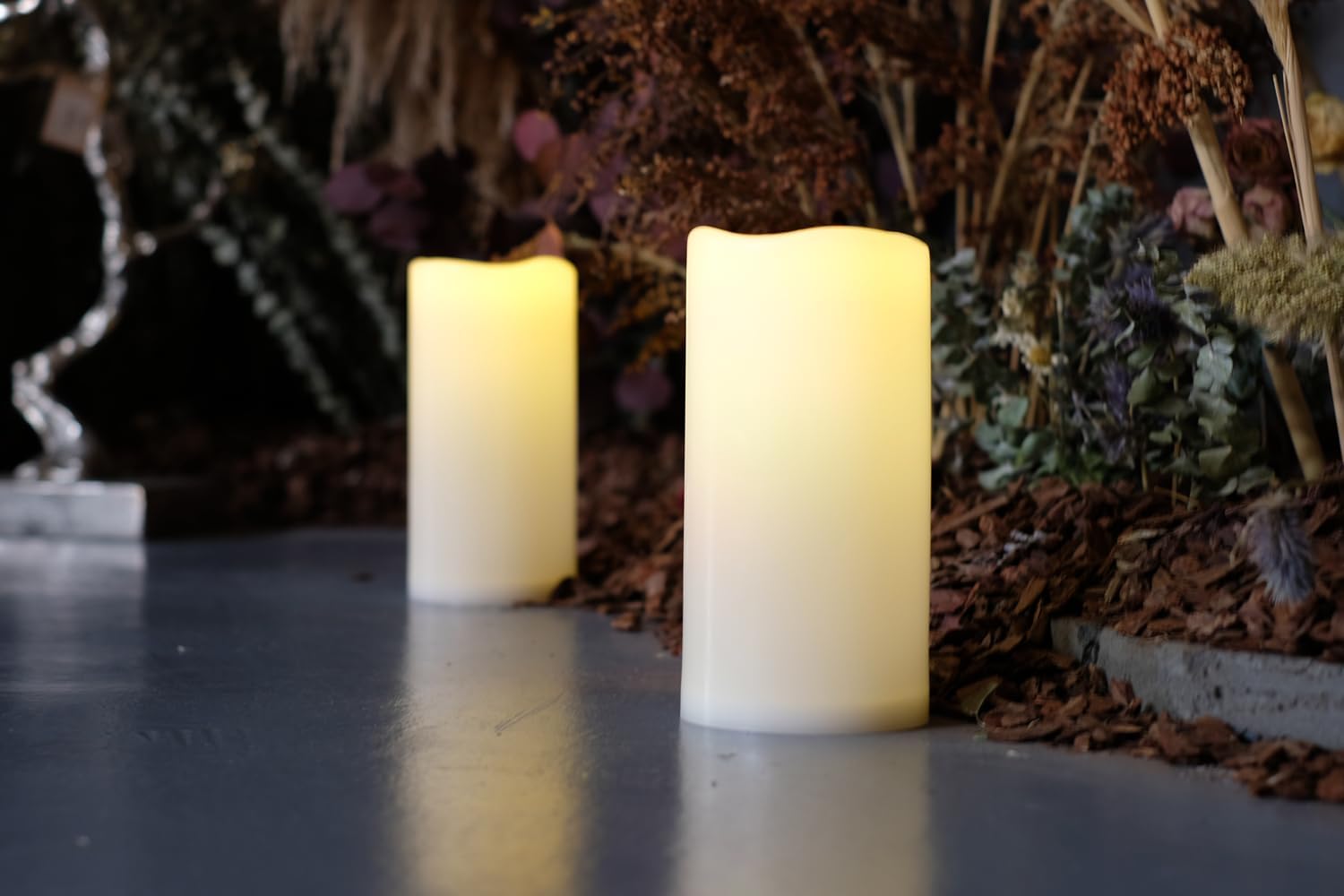 NONNO&ZGF 4X8 inch Huge Outdoor IP44 Warm White LED Rainproof Waterproof Candles, Large Flameless Battery LED Pillar