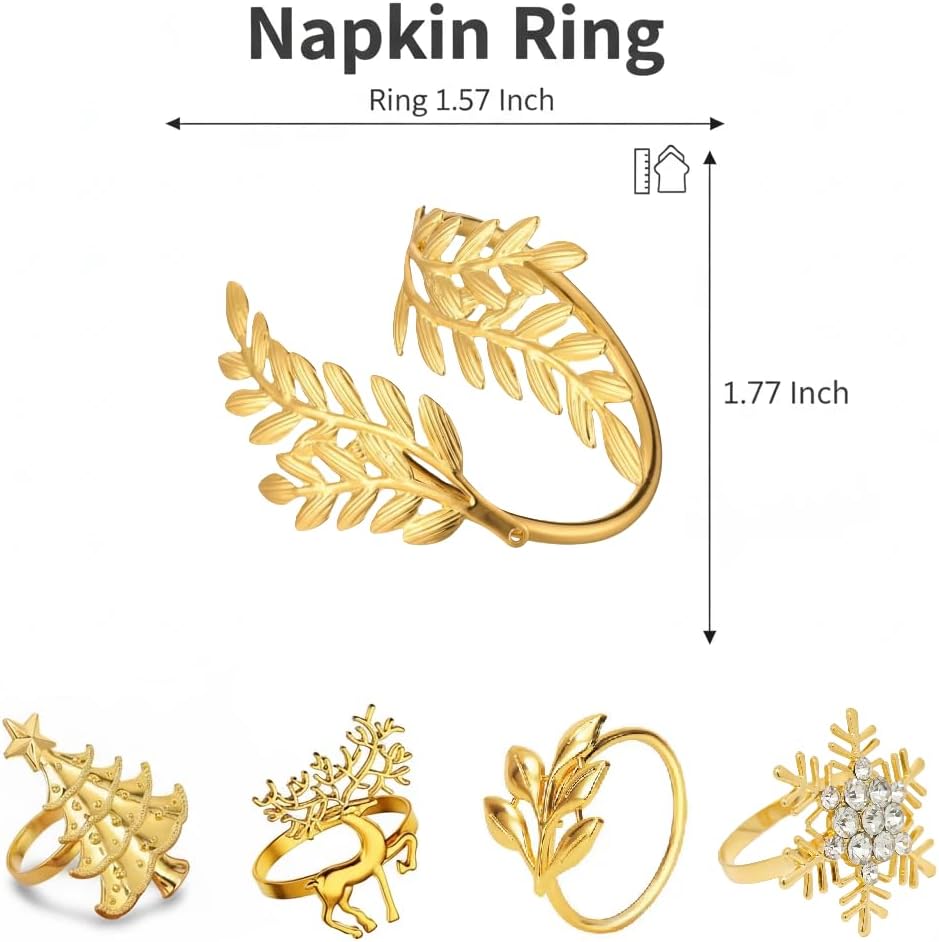100 Pcs Gold Napkin Rings Bulk Delicate Napkin Holder for Dining Wedding Party Banquet Table Decroration Christmas and