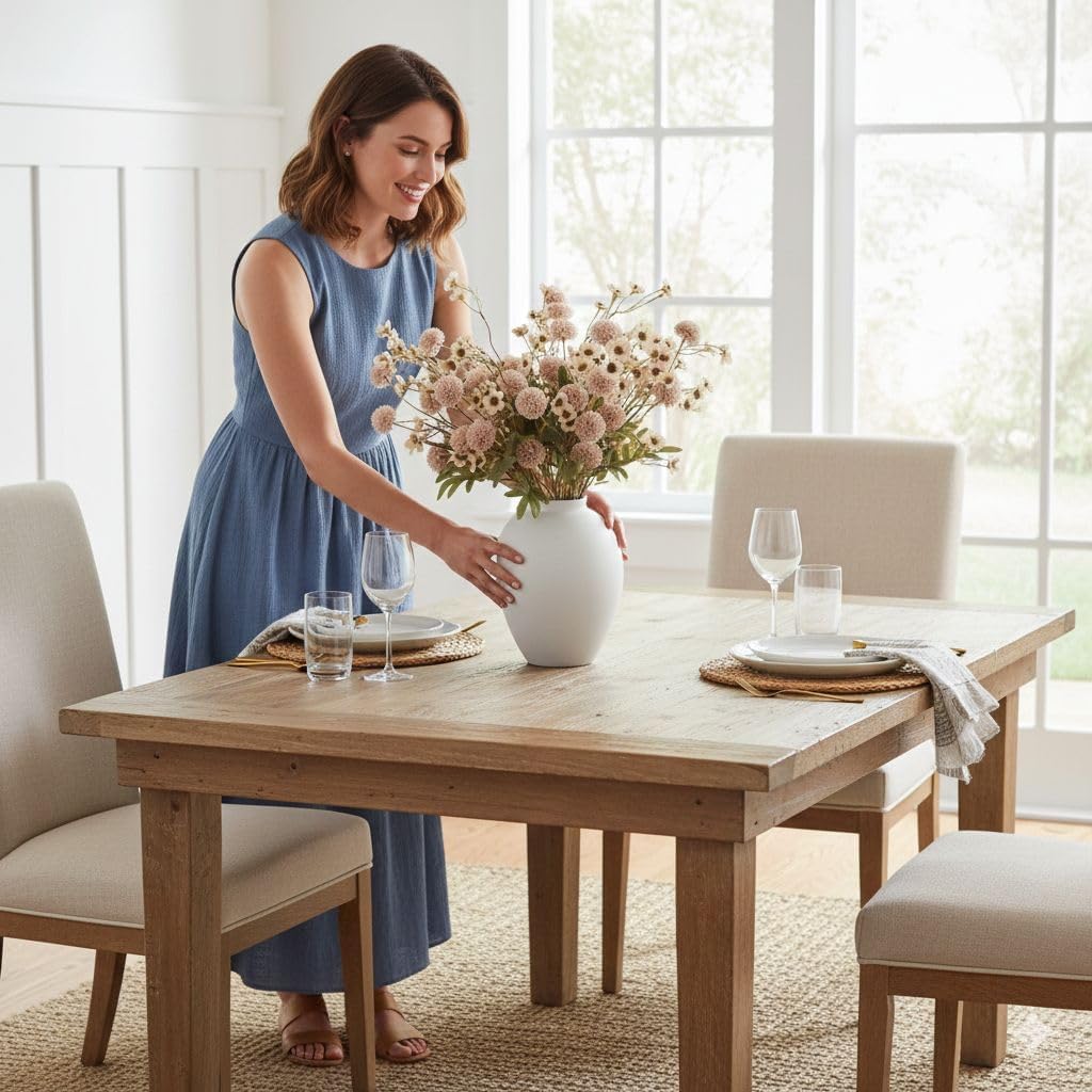 SilkSerenade Ella White Matte Flower Vase / Matte White