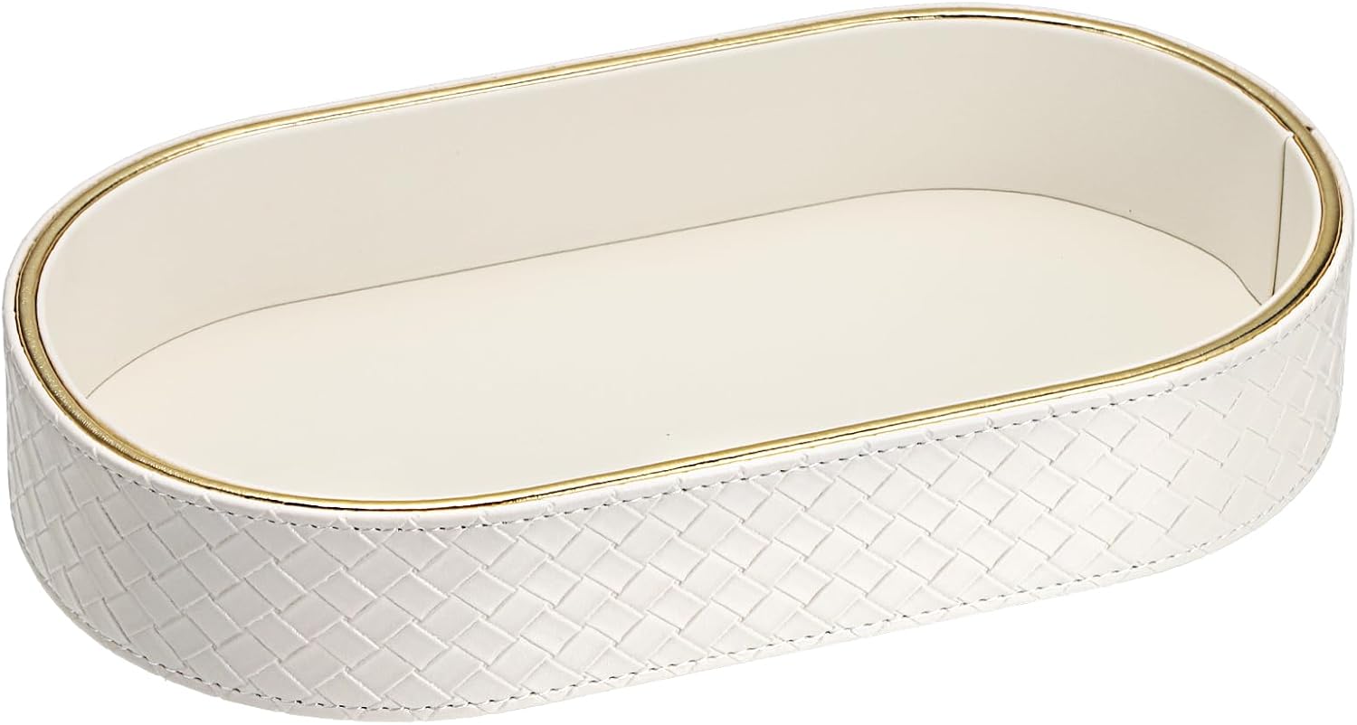 PU Leather Valet Tray / 11 x 5.9 x 2 / White
