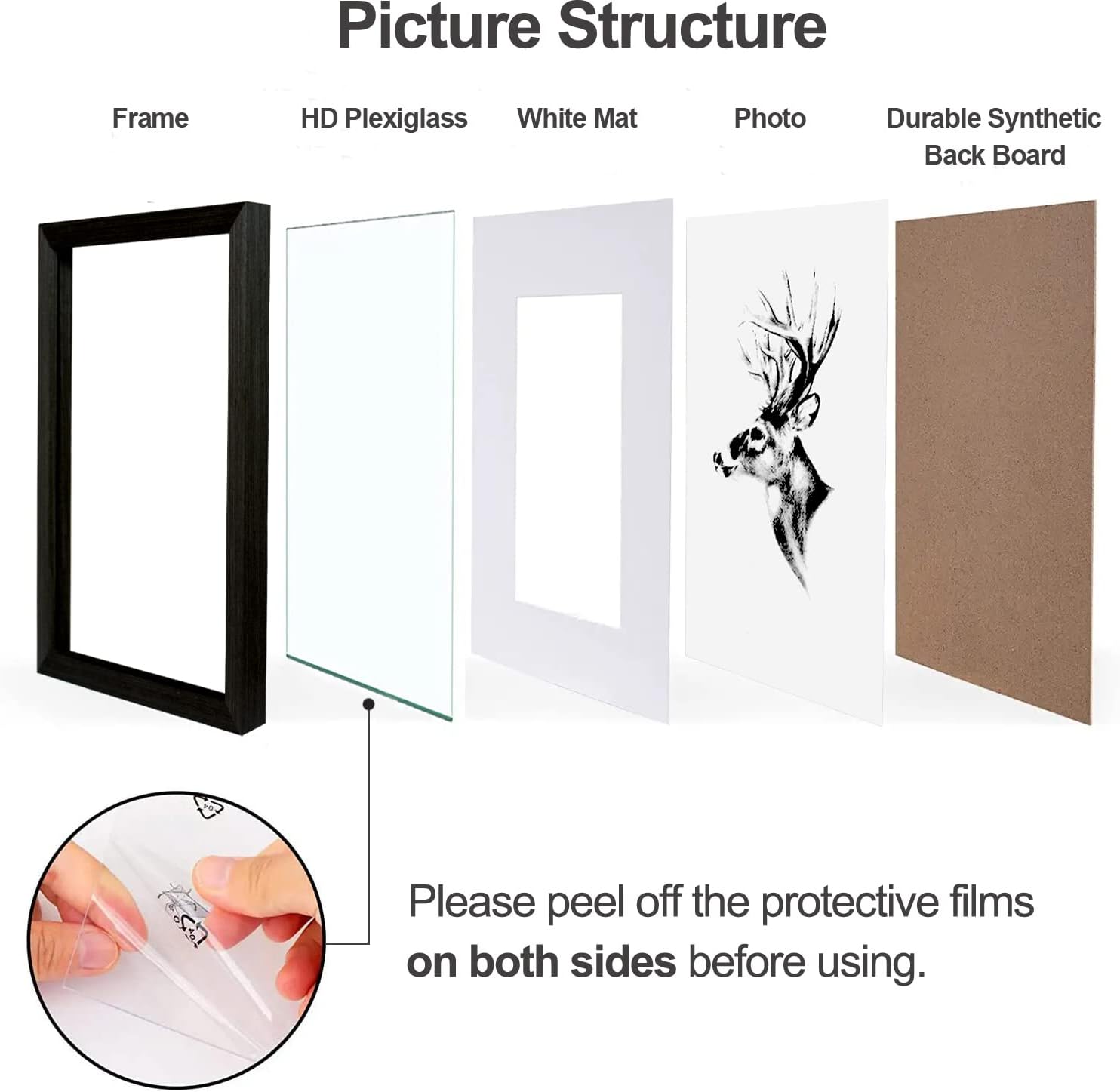 Yaetm 16x20 Frame Matted to 11x14 Set of 4, Solid Wood Black Picture Frame 16x20 for Photos, Posters & Art Prints, Wall