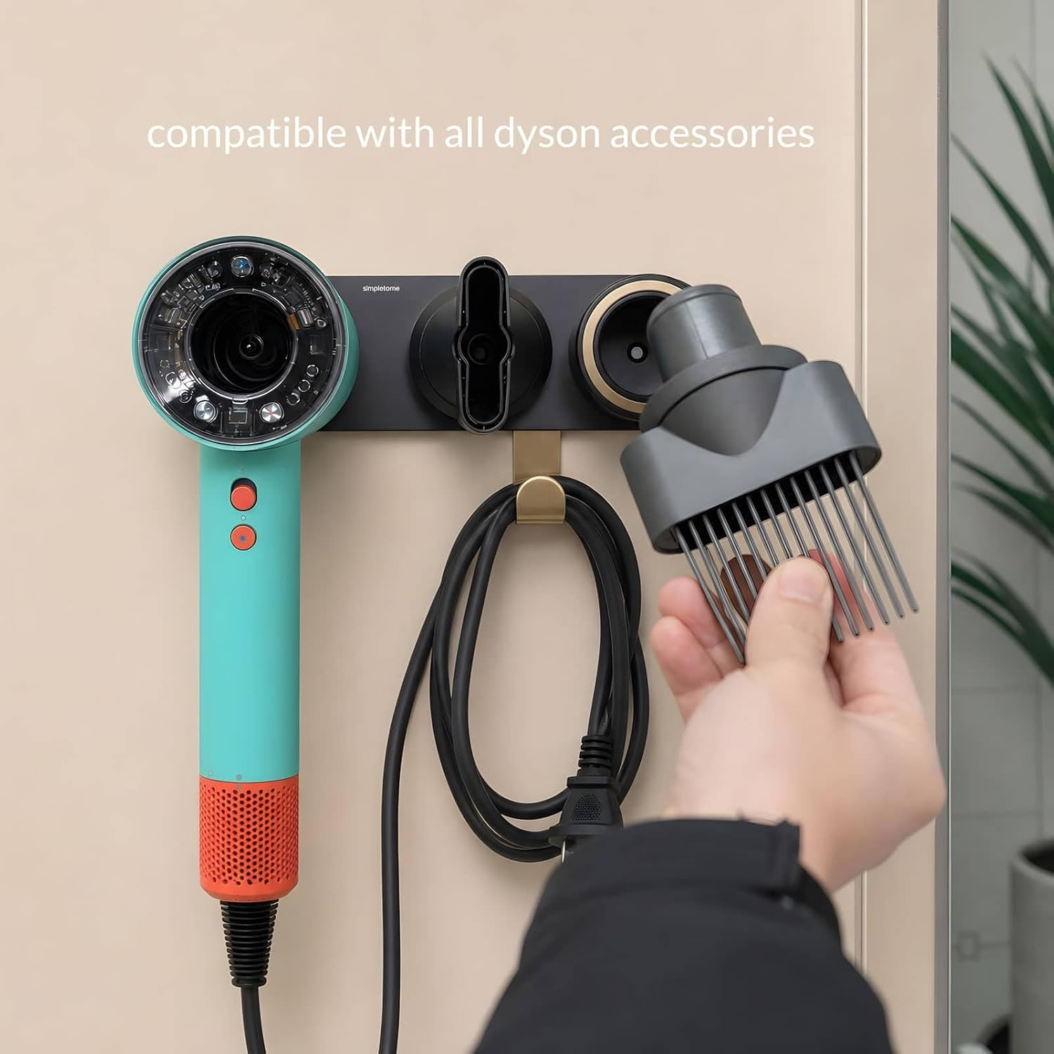Magnetic Hair Dryer Holder Wall Mount for Most High Speed Blow Dryer | 7075 super-hard aviation aluminum alloy, black