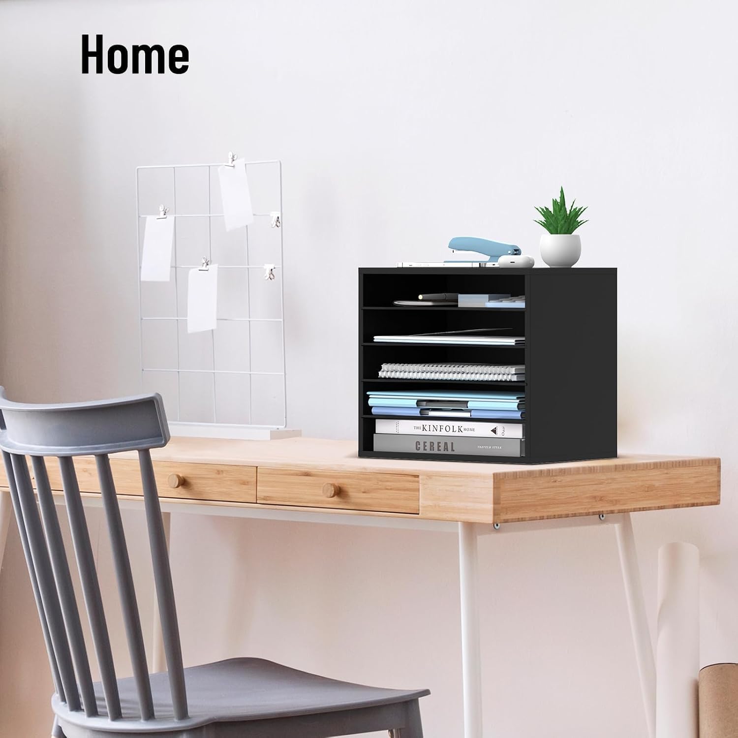 5-Tier Paper Organizer for Desk, Adjustable Mail Organizer, Black | 5-Tier Paper Organizer and Mail Organizer for Desk