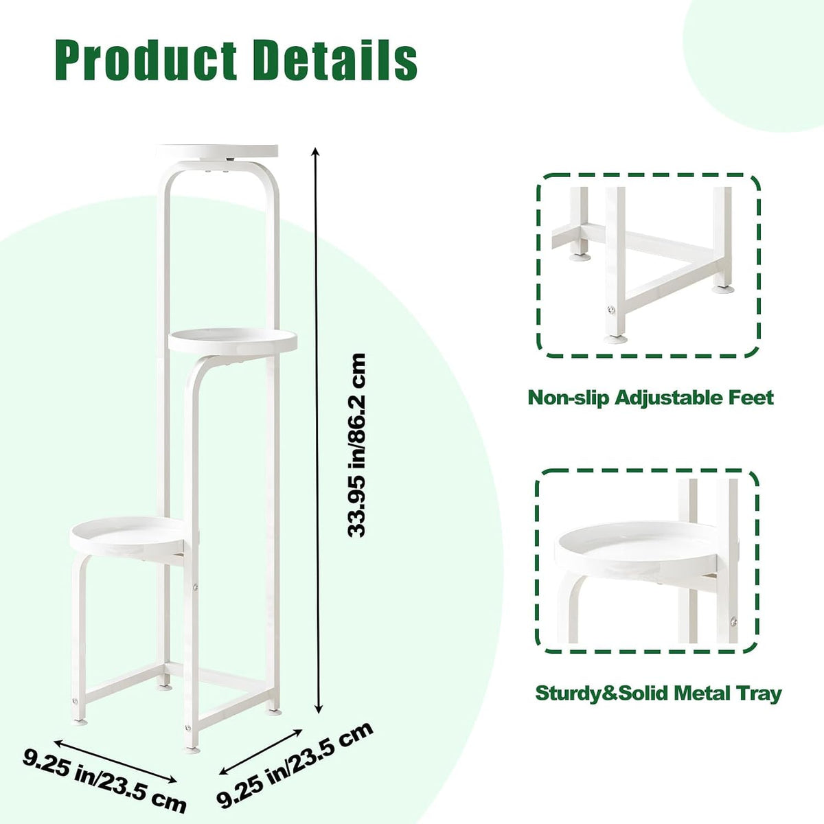 INGIORDAR Plant Stand Indoor Outdoor Corner Tiered Plant Shelf 3 Tier Metal | Space-saving Tiered Design Displays