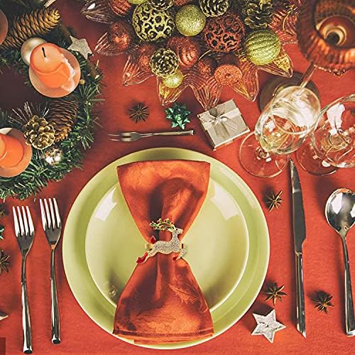 KPOSIYA Christmas Napkin Rings Set of 12 for Holiday Table Decor, Gold