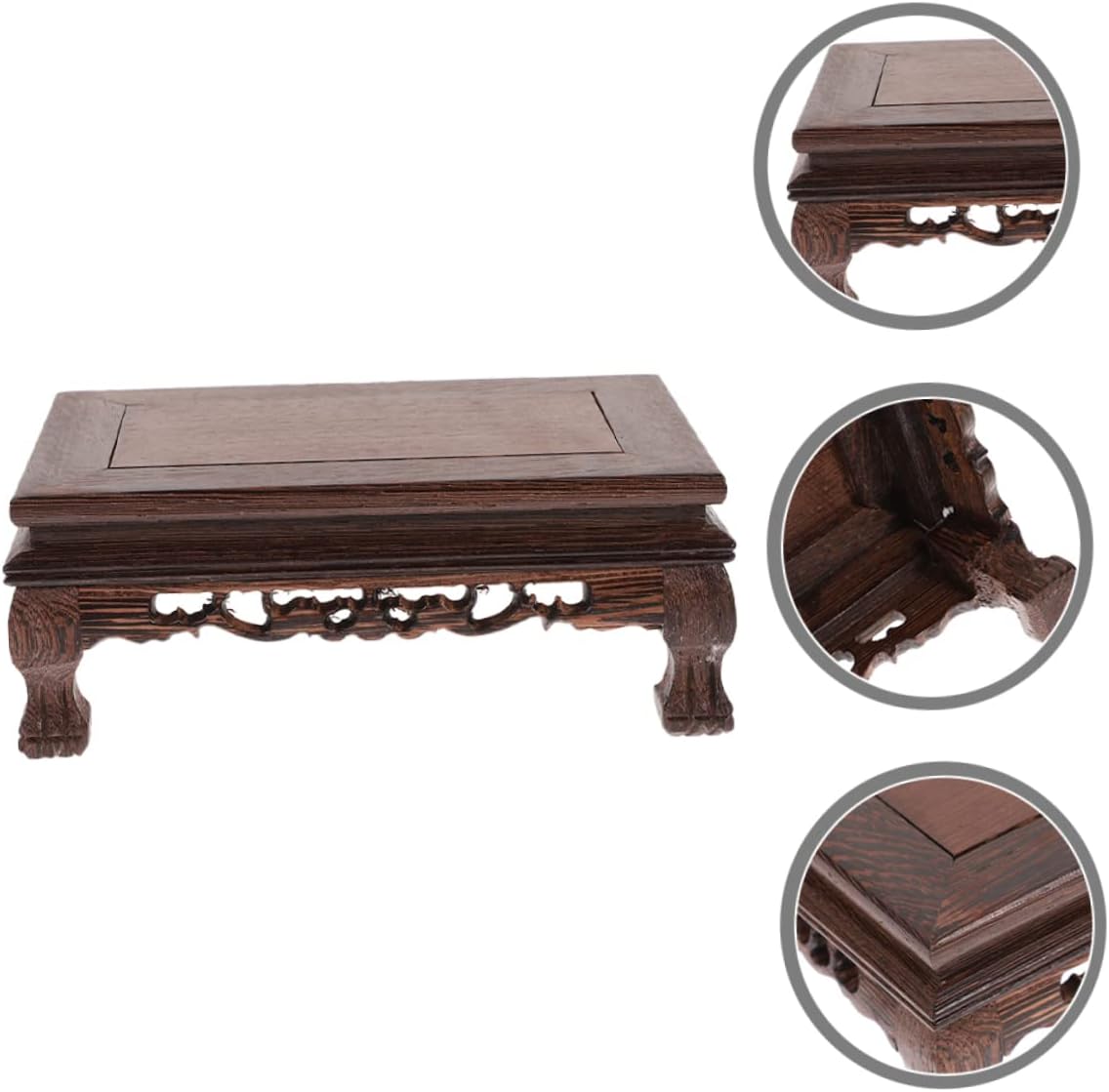 Rectangular Wooden Display Pedestal Multi-Use Plant Stand Flower Pot Base / 9.44 x 6.29 x 3.54