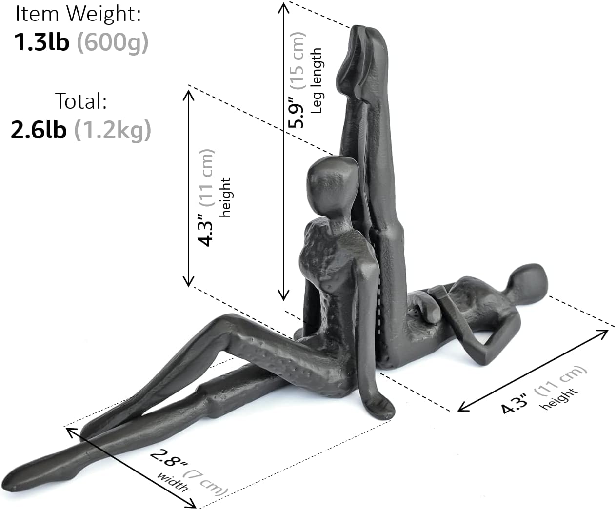 Book Stoppers / Yoga-Style Decorative Bookends / Black