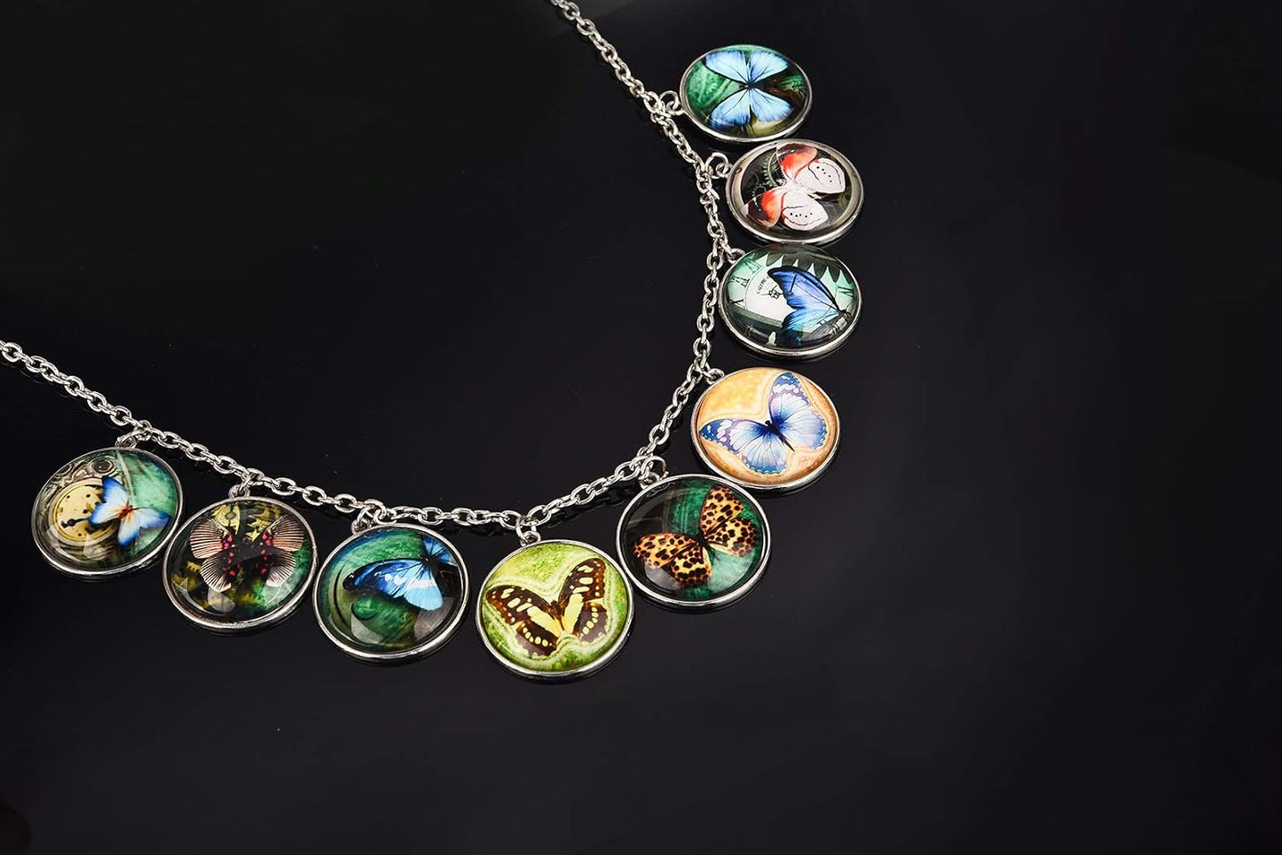 Pendant Trays / Clear Glass Cabochons / Silver / 1 Inch / Set of 40