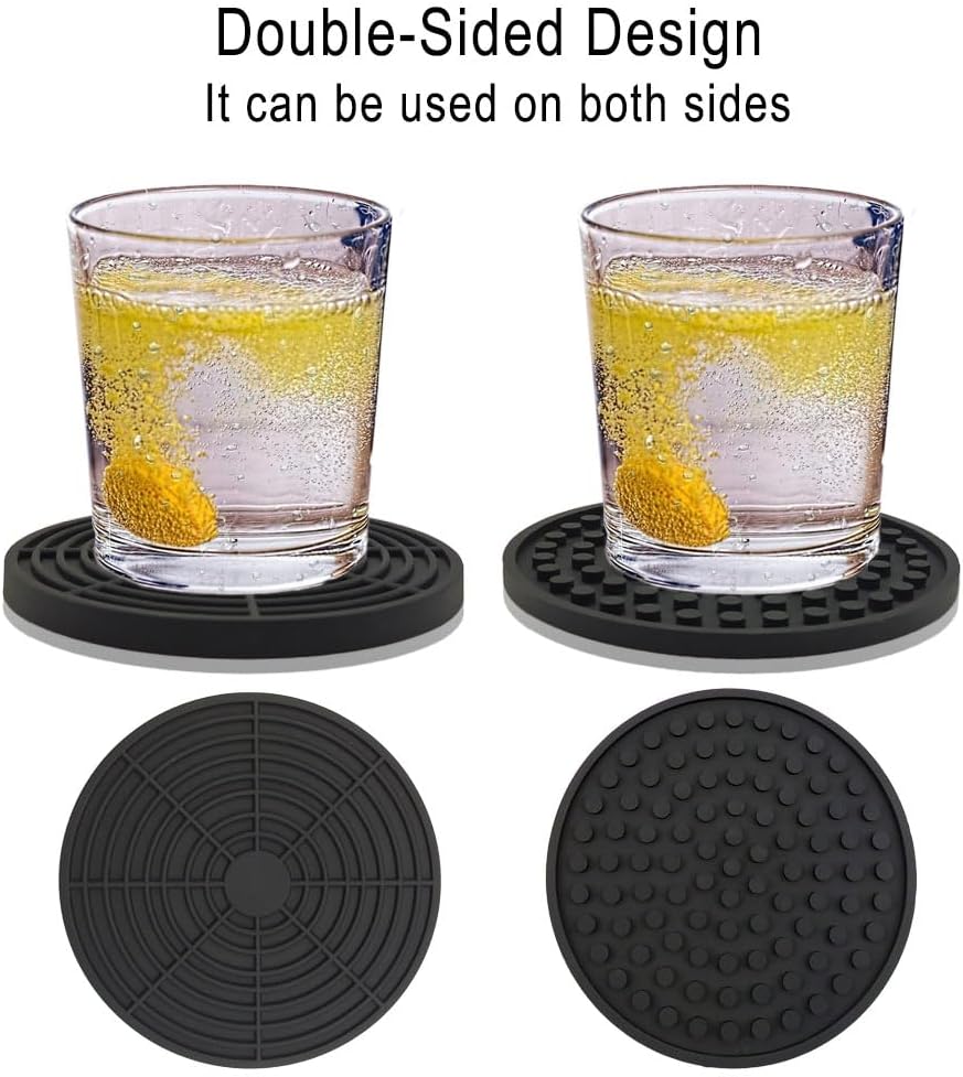 Silicone Drink Coasters / Black / Set of 12