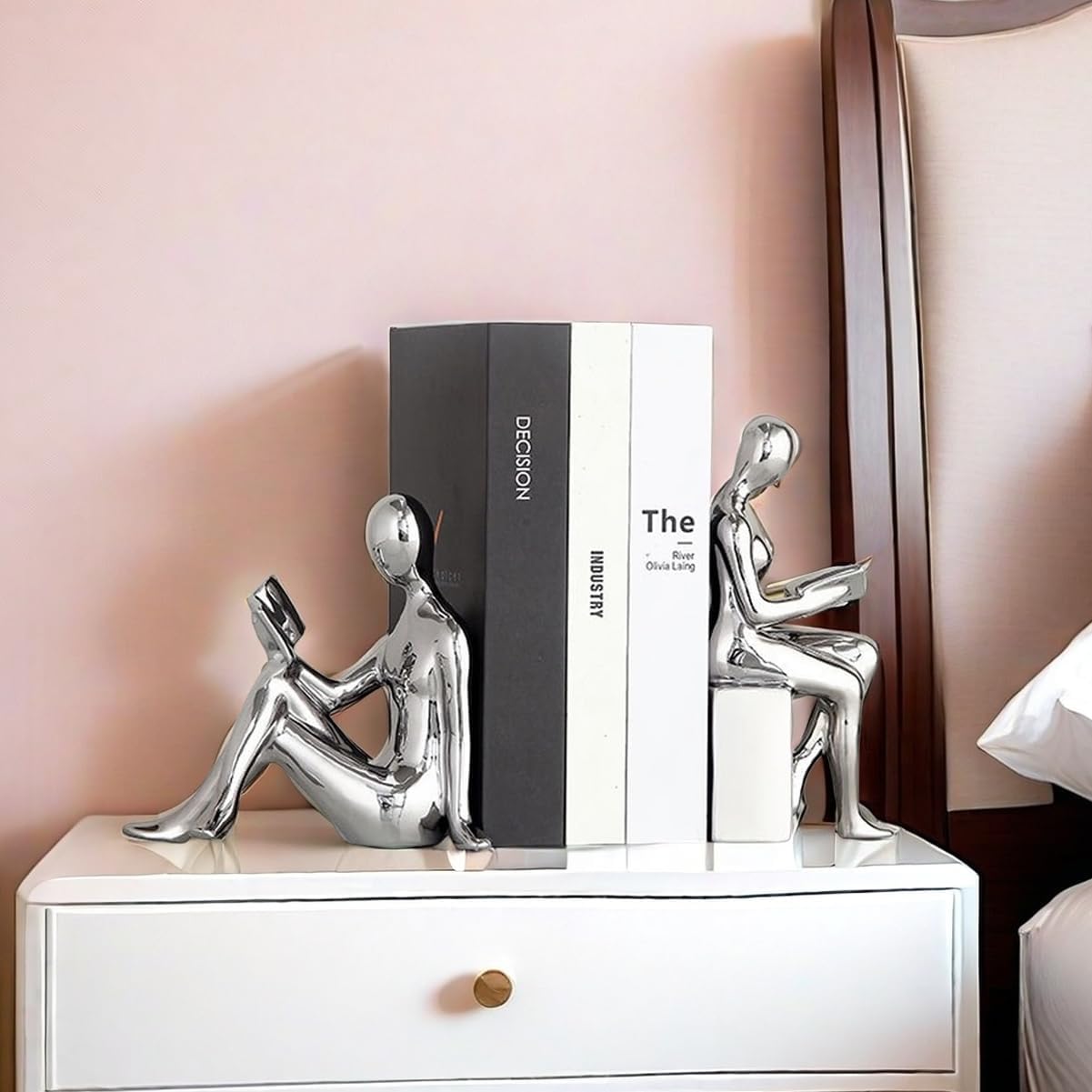 Ceramic Book Ends / Silver