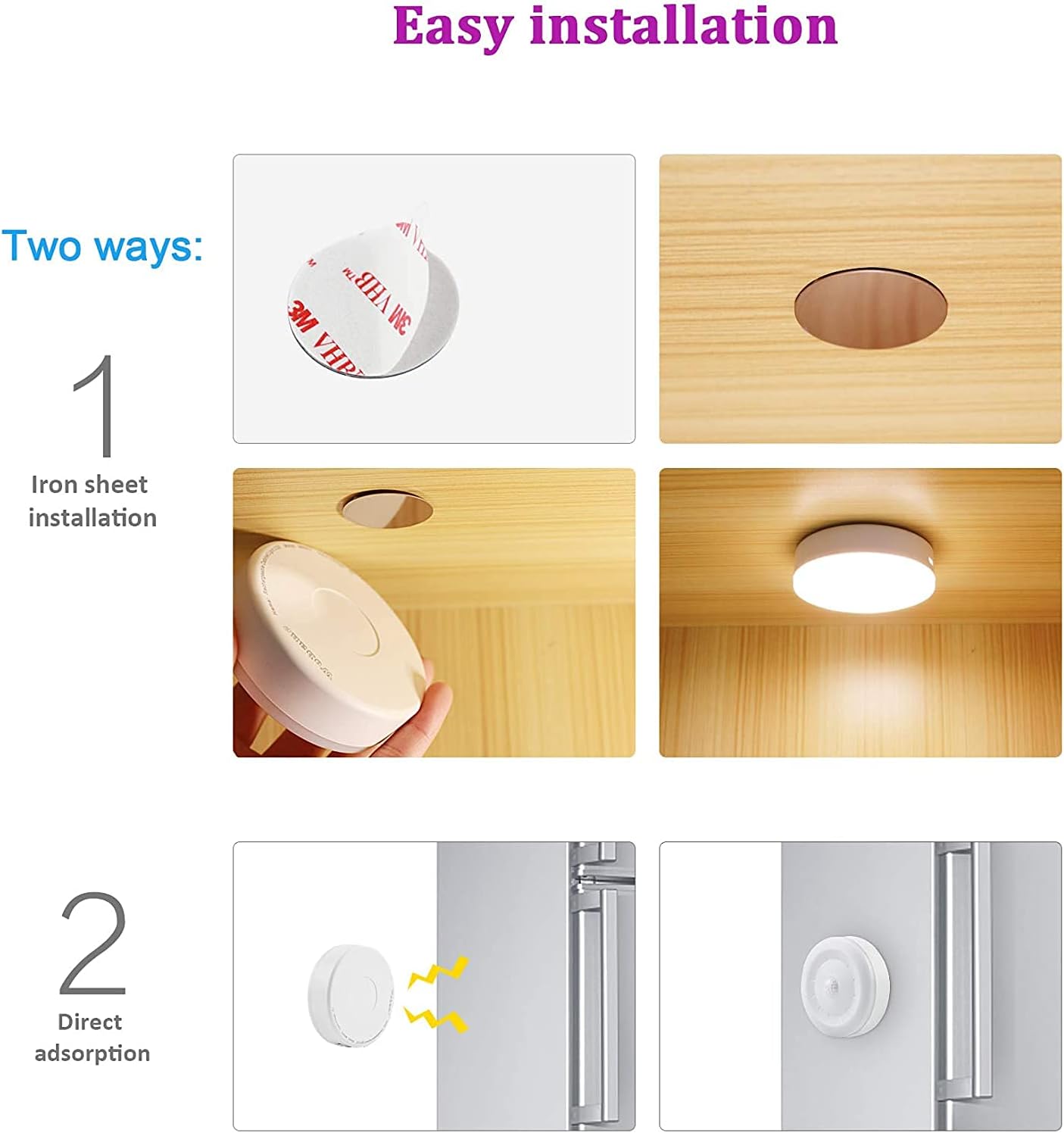 Rechargeable Motion Sensor Light 1000mAH LED Puck Lights, Stick Anywhere Light, Cordless Closet Light, Automatic Under