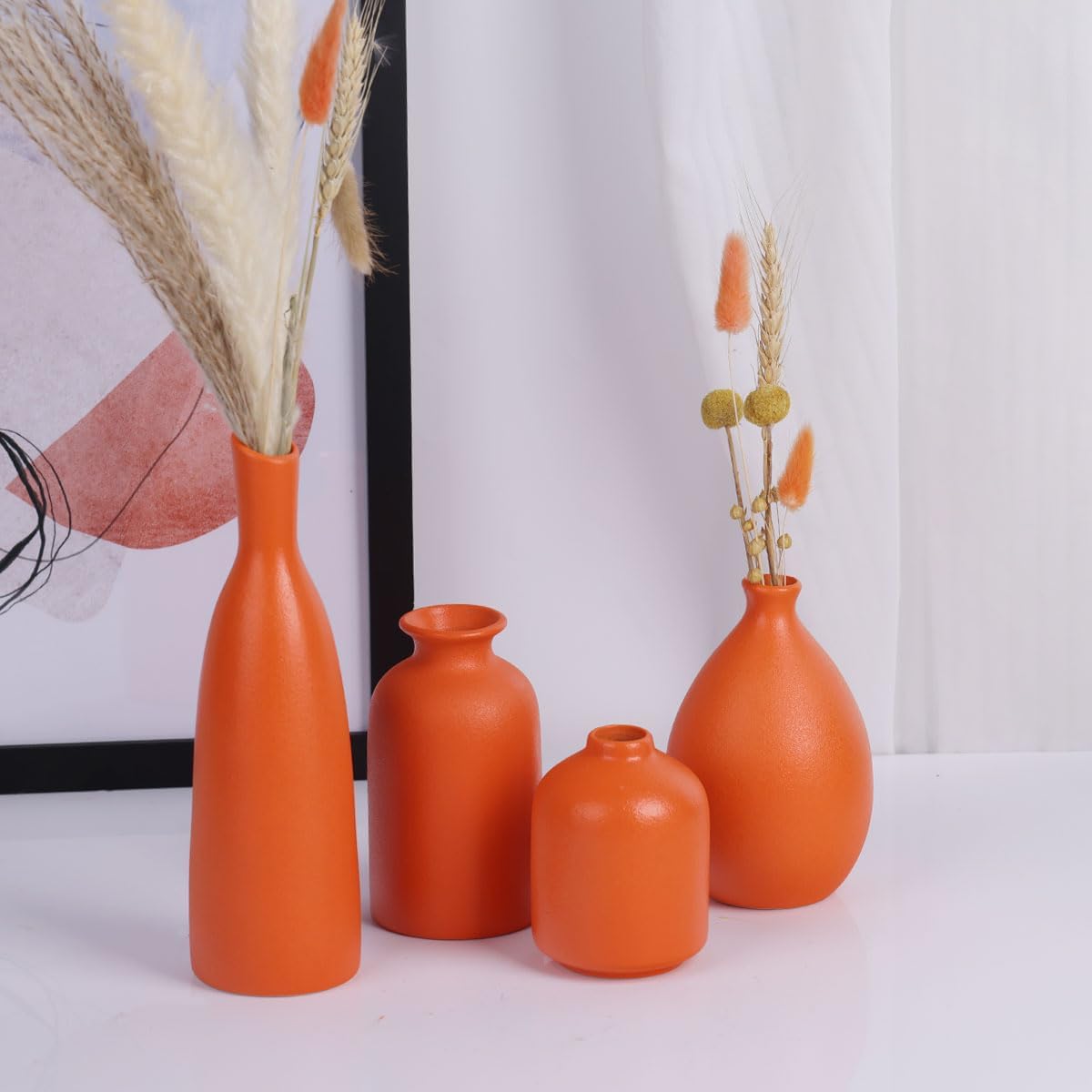 Orange Ceramic Bud Vases / Orange Set / Set of 4