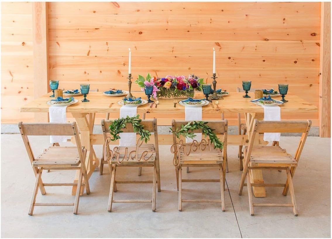 Wooden Bride and Groom Chair Signs