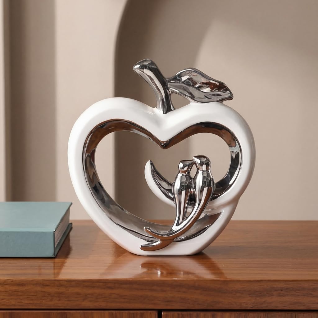 Ceramic Statue Home Decor / White Silver