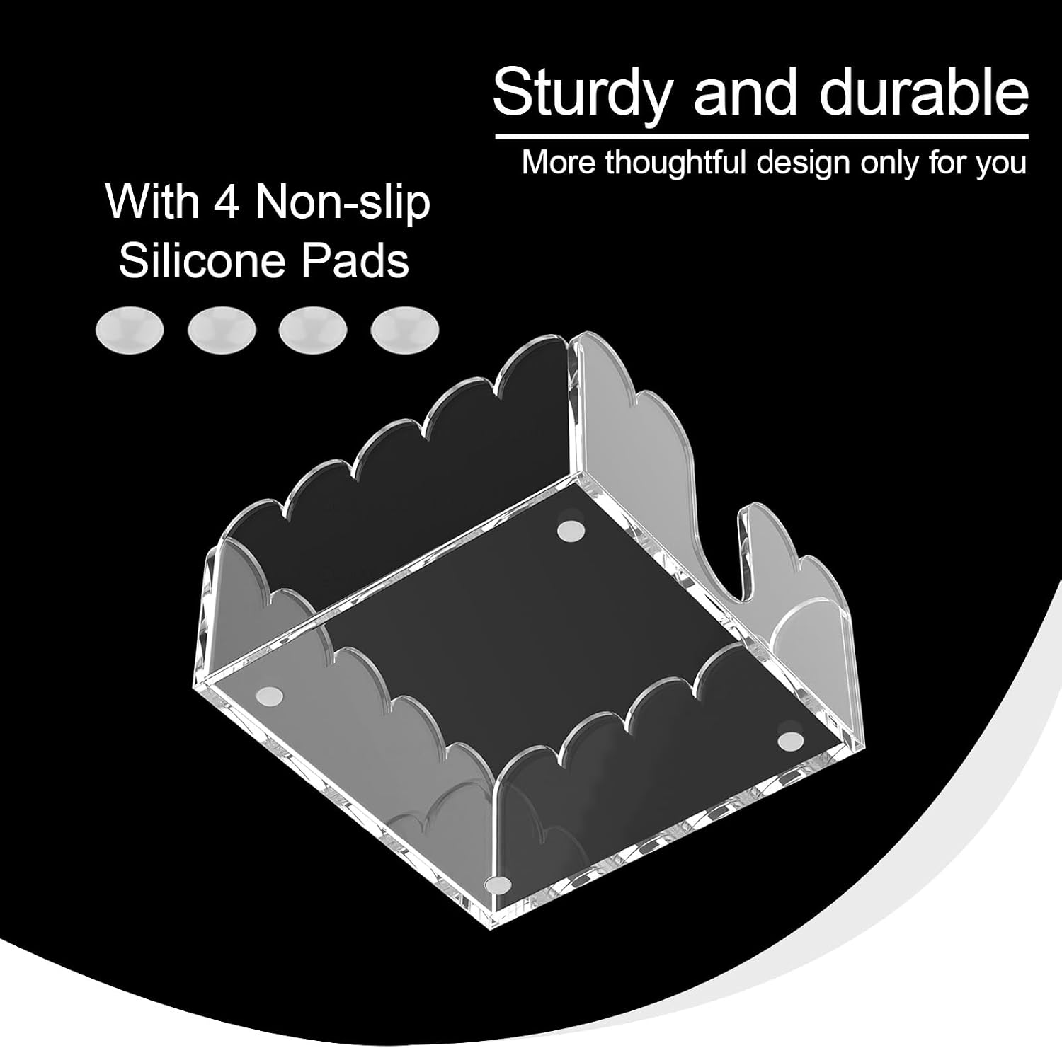Scalloped Tray and Dispenser / Cocktail Napkin Holder / Clear