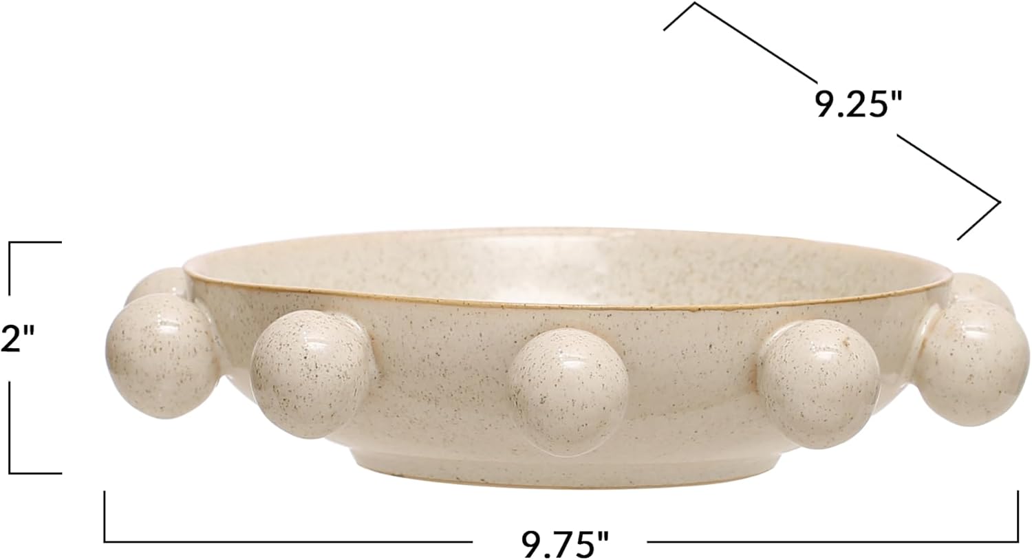 Orbs and Reactive Glaze / Cream / 9.63" L x 9.25" W x 2" H / 9.75 Inch