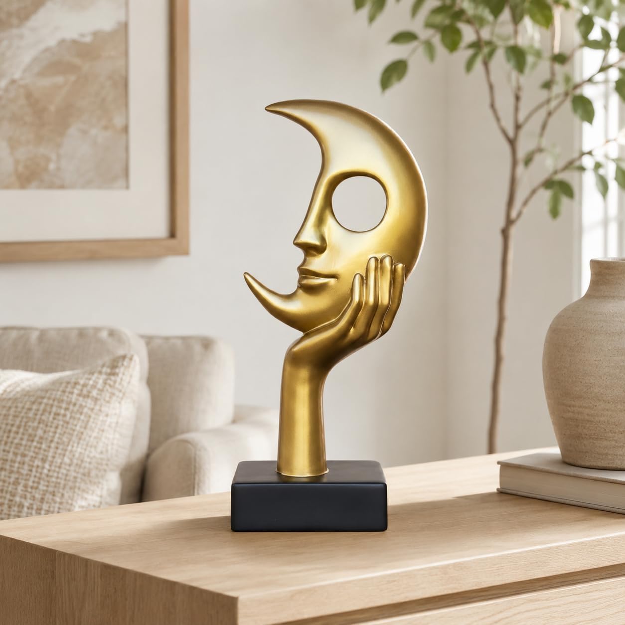 Thinker Statue / Modern Home Decor Ornament / Metallic Gold / Large