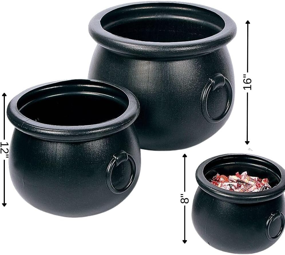 Fun Express Plastic Cauldron, Black, 3 Piece Set