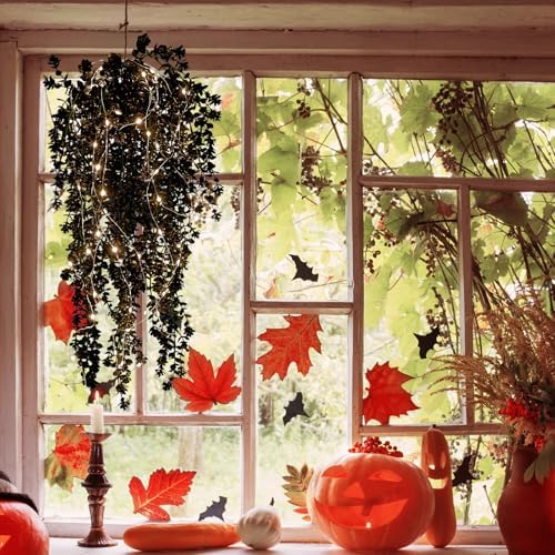 RECUTMS Black Hanging Flowers with Light Faux Hanging Plants Black Greenery