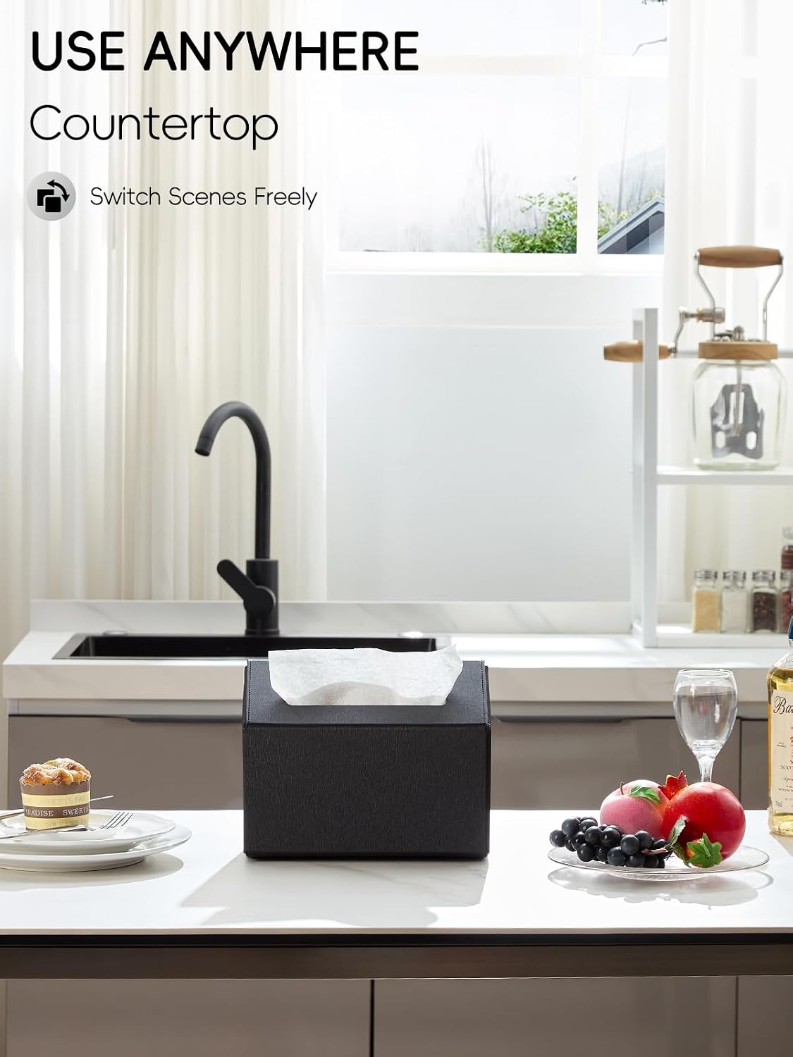 Hand Towel Box Cover Holder / Plain-stardust Black / Plain Style