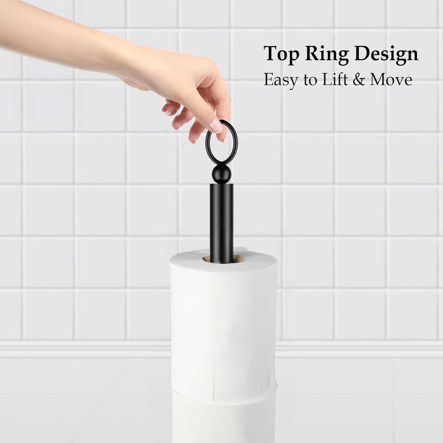 ROLABAM Toilet Paper Holder Stand with Reserve Function, Free Standing Toilet Paper Holder for Bathroom, Space Toilet 4
