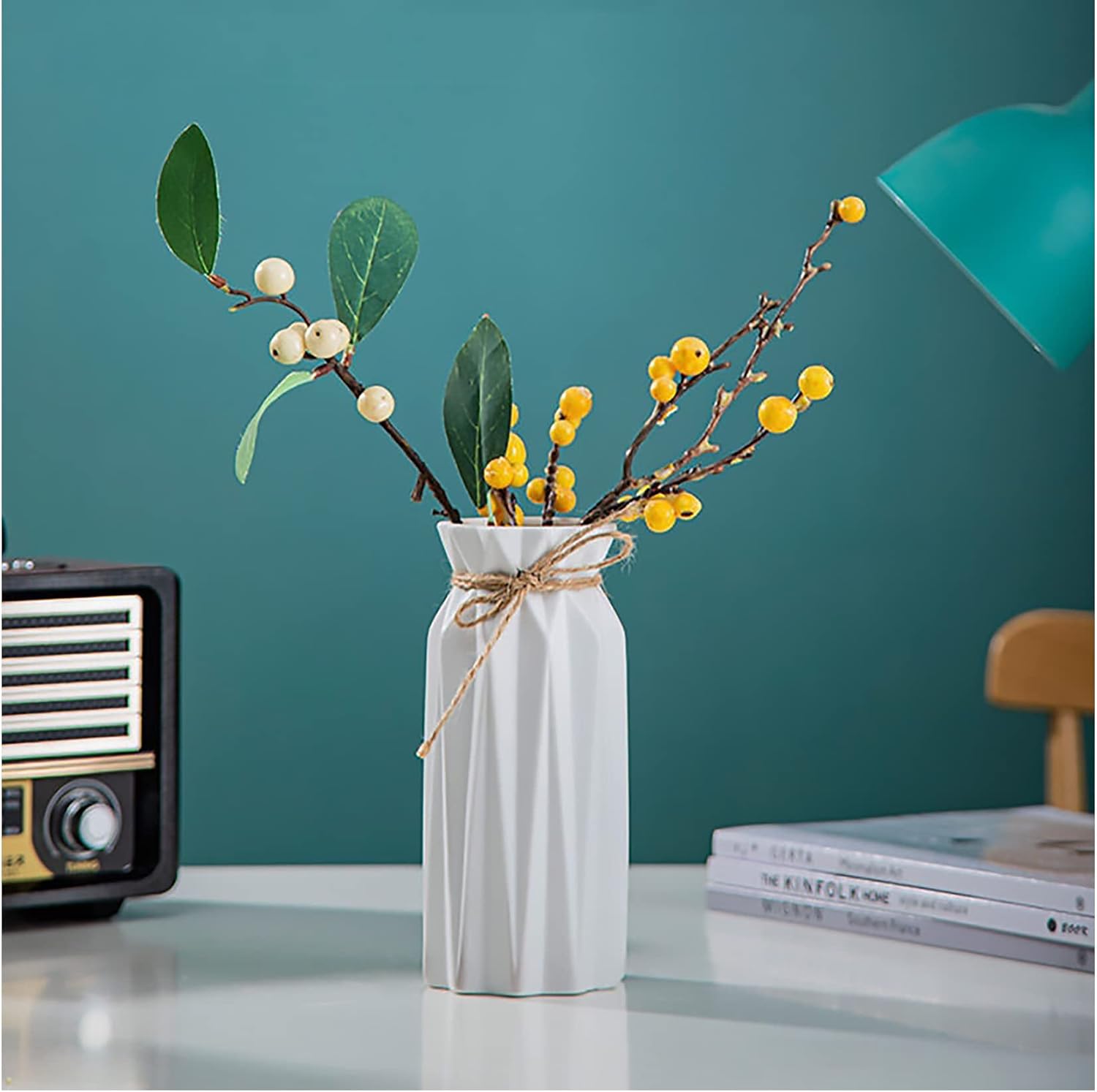 Ceramic Vase-Flower Vase Dried Flower Vase for Modern Home Decor / White