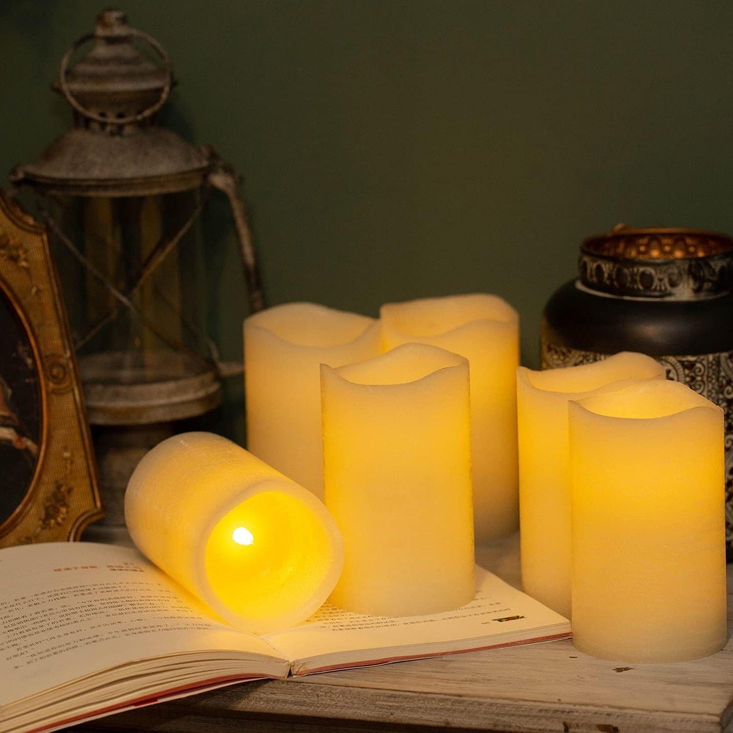 H-BLOSSOM Flickering Flameless Candles Battery Operated Real Wax Pillar Candles LED Candles with 10 Key Remote Control