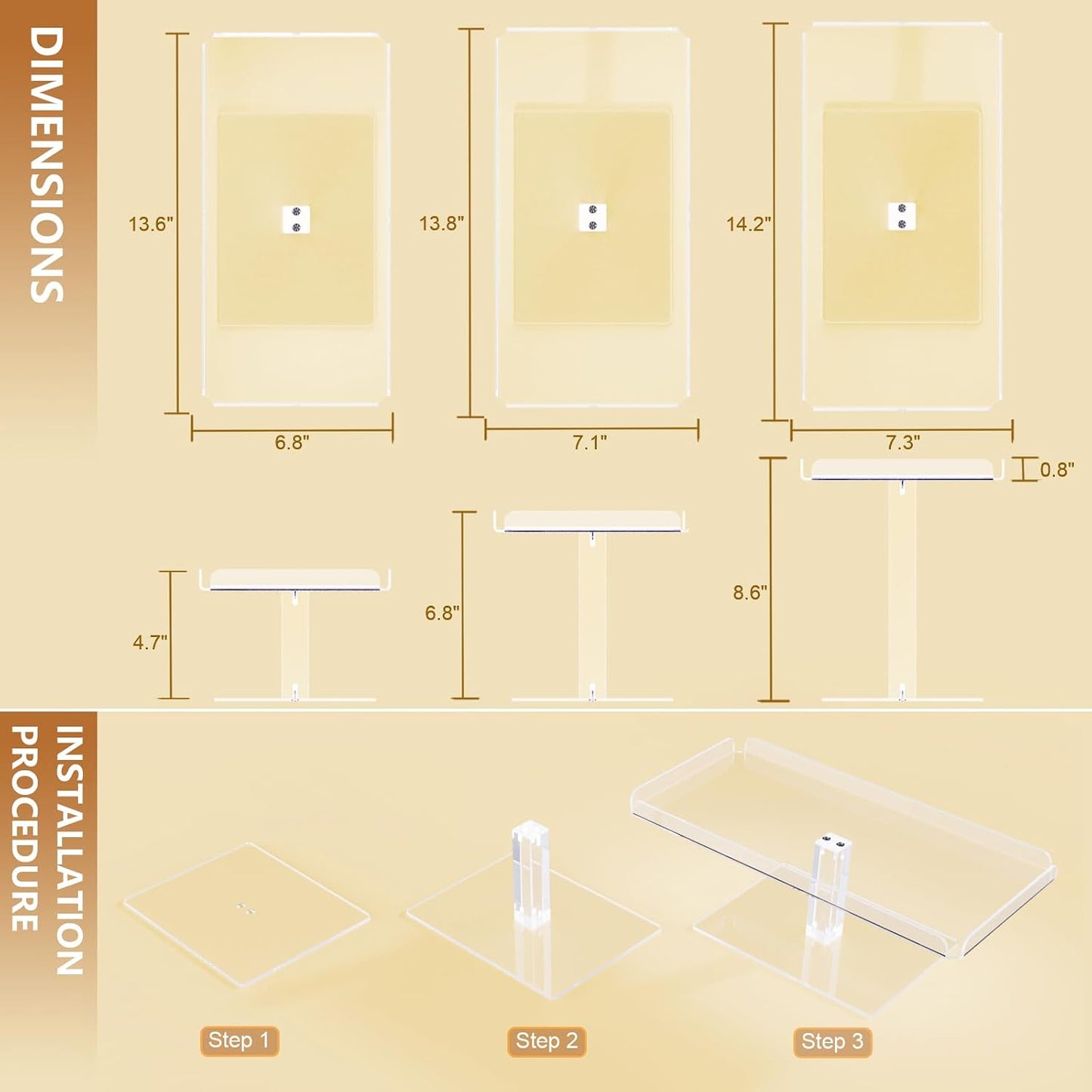 Bakzon Dessert Cupcake Stand, 3 Set Acrylic Tiered Serving Tray for Dessert Table Display, Cup Cake Holder for Tea
