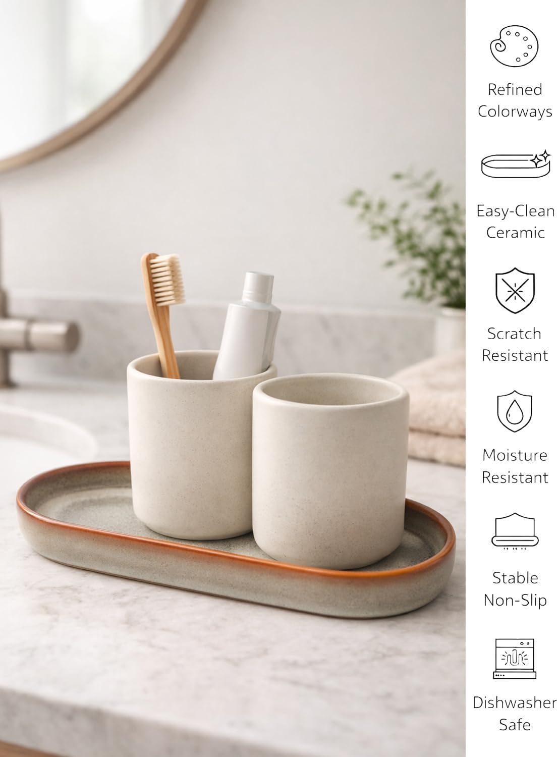 Reactive Glaze Ceramic Bathroom Tray / Kiln Glaze White