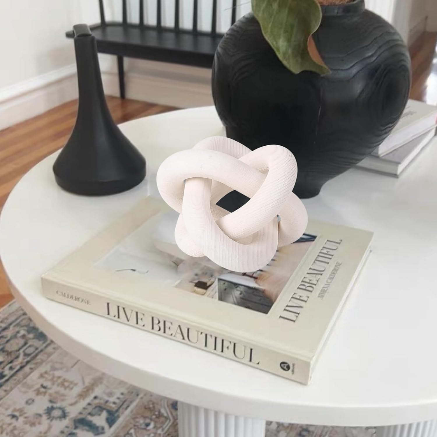 Knot Decor Wood Chain Link Decor 3 Link Wood Knot Decor Carved Decorative Chain Knot Entryway Table