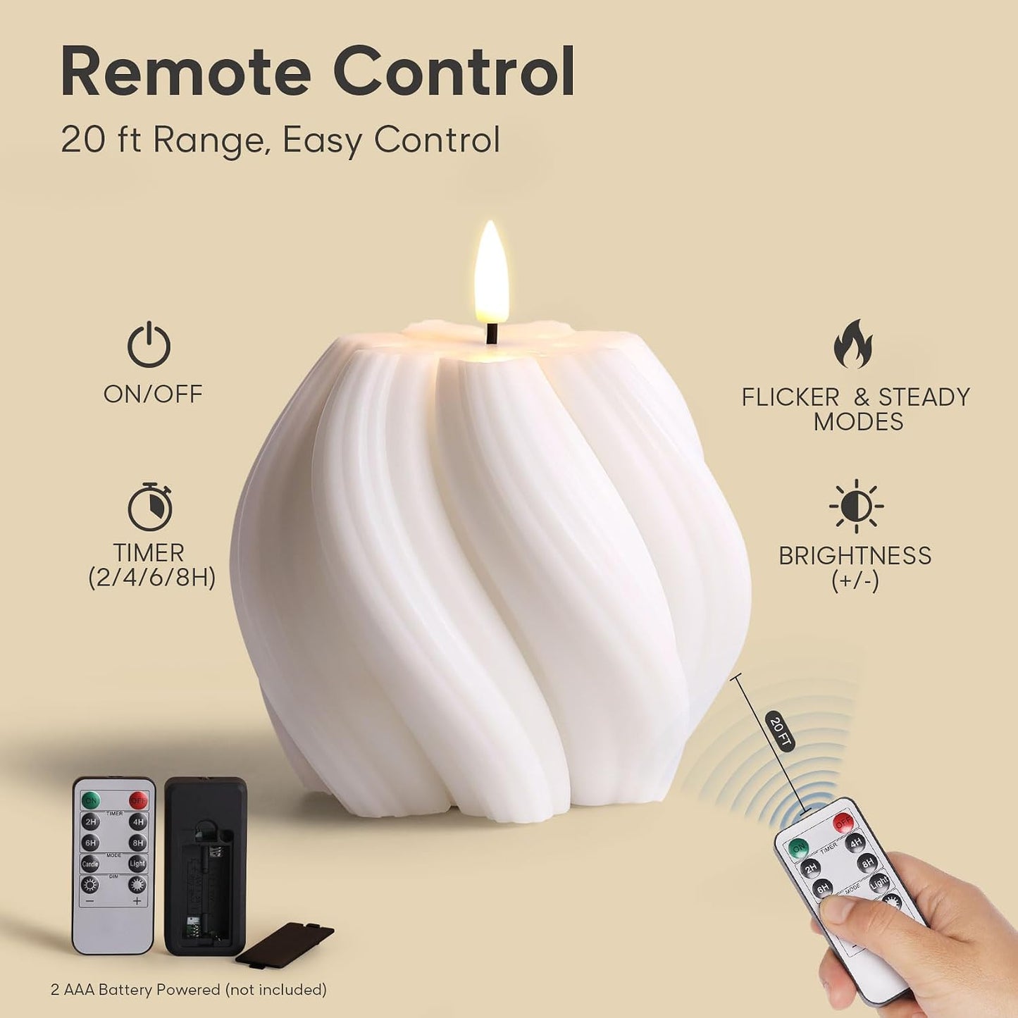 Swirl Flameless Candles / White / Set of 2