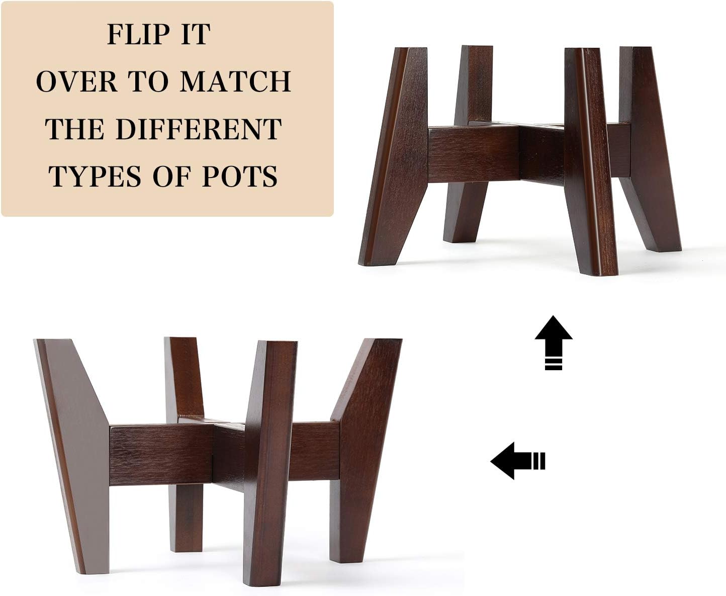 Seanmi Plant Stands for Indoor Plants, Bamboo Plant Stand, Mid Century Plant Holder, Adjustable Width, Fits 8 9 10 11