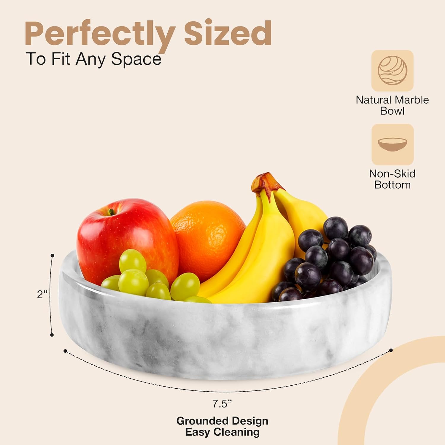 Marble Decorative Bowl / White / Grey - Marble