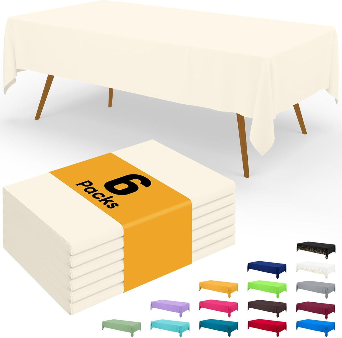 Niuara Fall Pumpkin Plastic Table Cloth Disposable, 4 Pack, 54 x 108 in