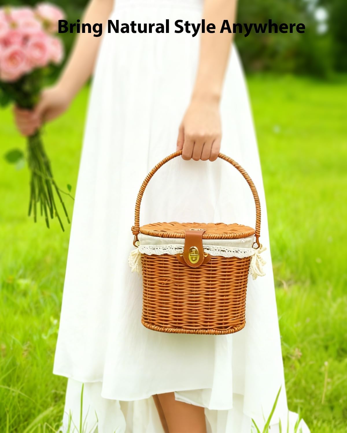 Small Picnic Basket / White