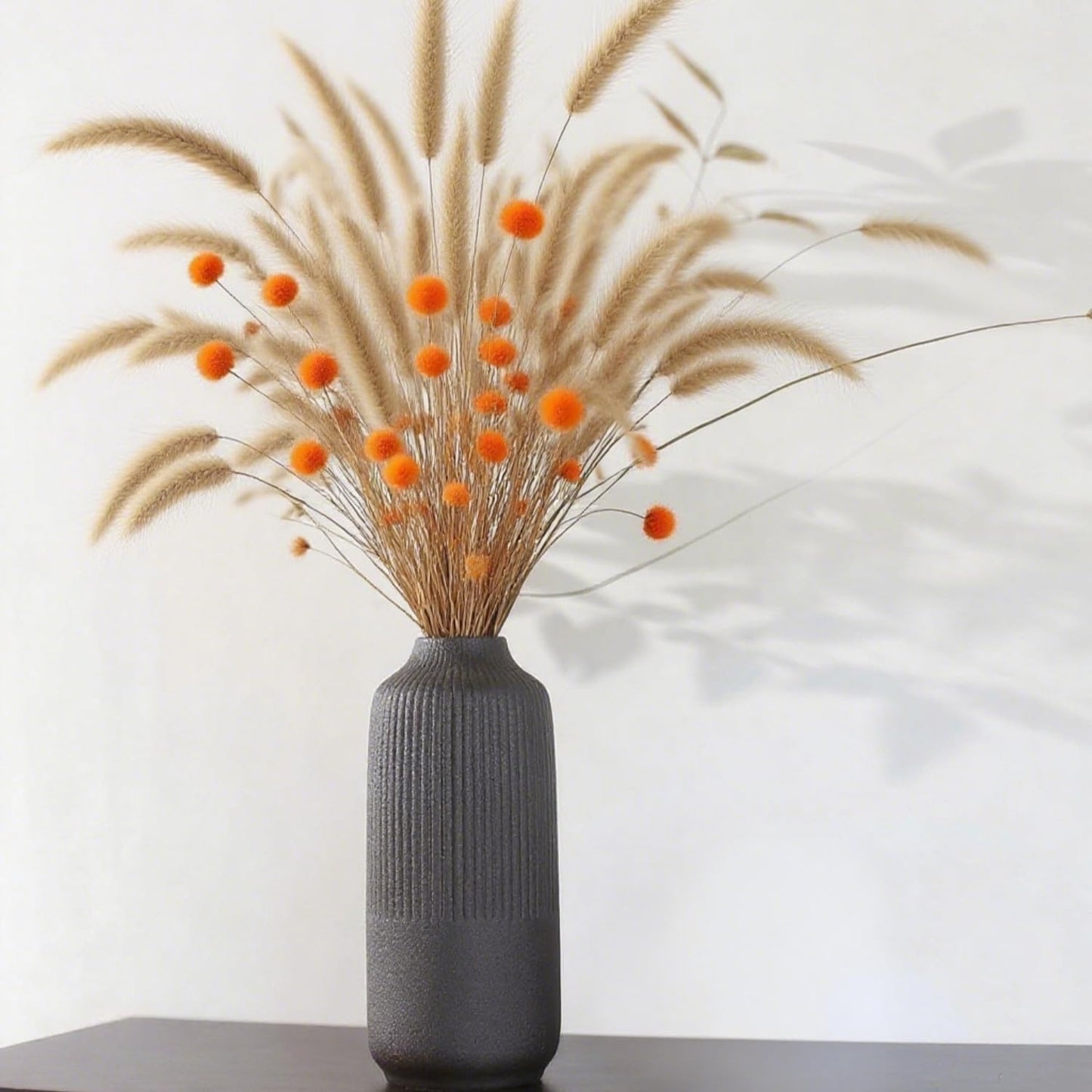 Ceramic Vase for Flowers / Black / Middle / 8 Inch