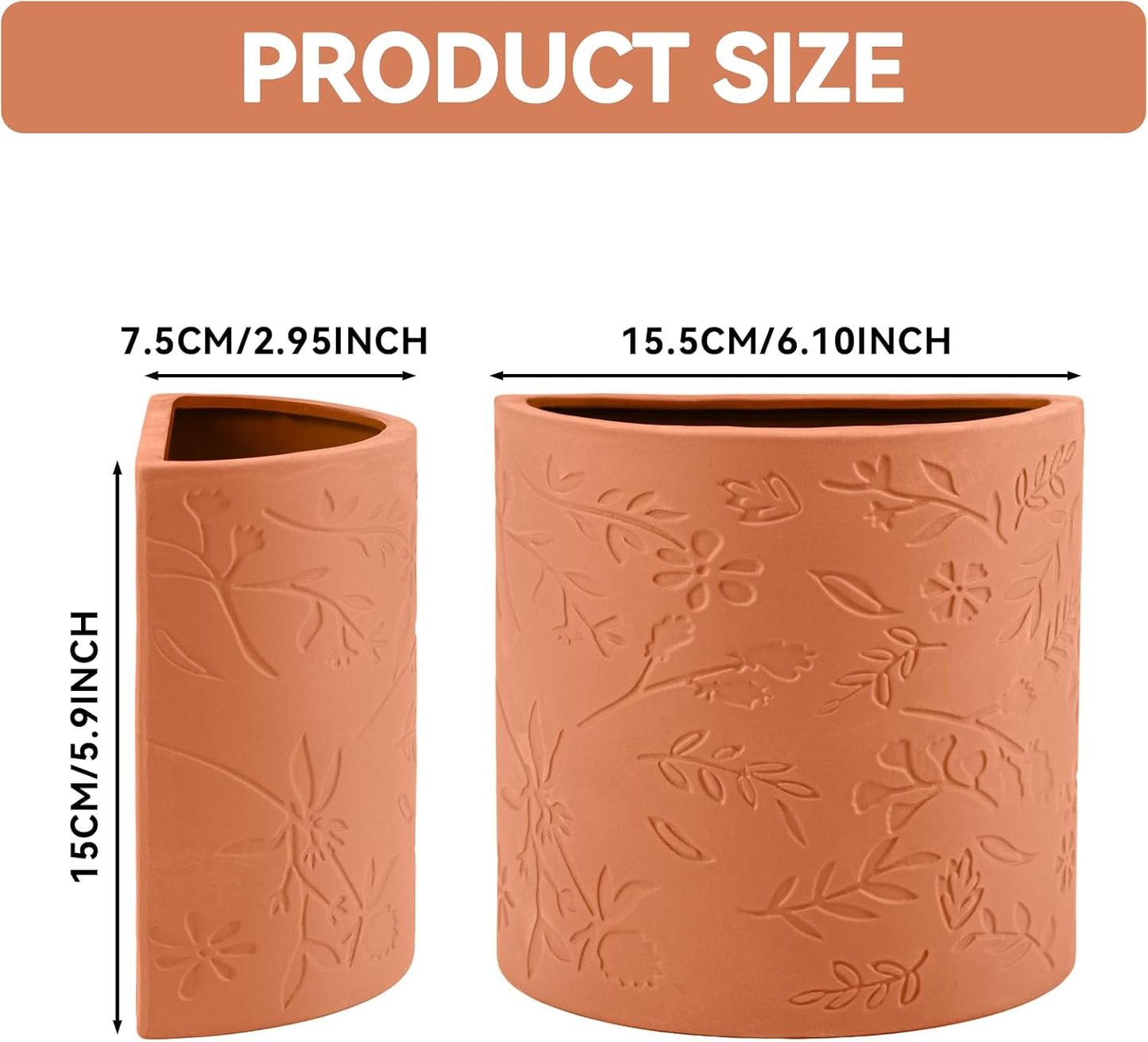 Terracotta Flower Vase / Decorative Vase for Dining Table Decor Fireplace Living Room Bathroom