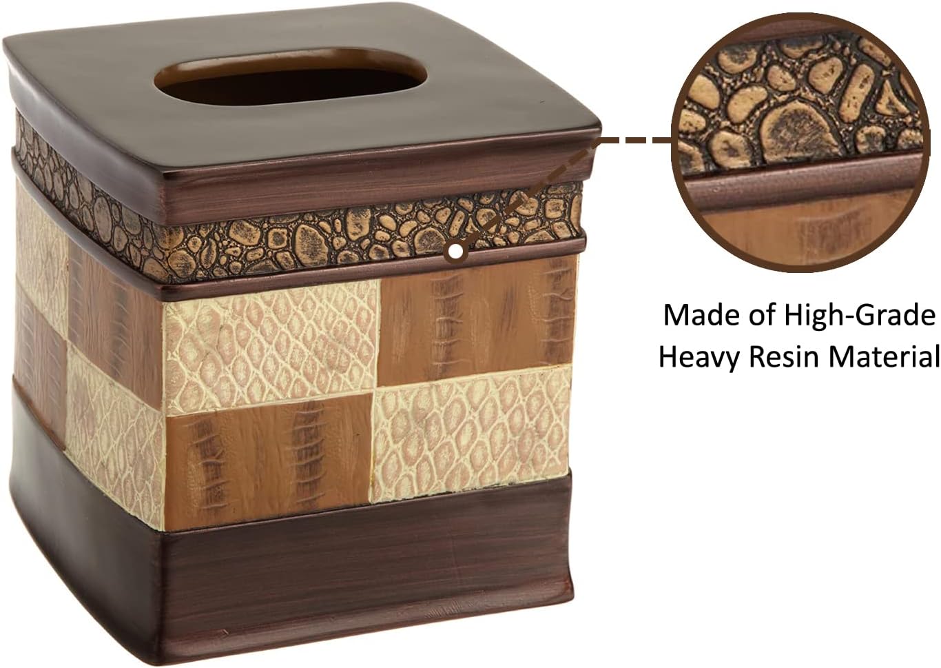 Zahari Home 2pc Zambia Animal Print Bath Accessories Set Waste Basket & Tissue Box Modern Classic Contemporary