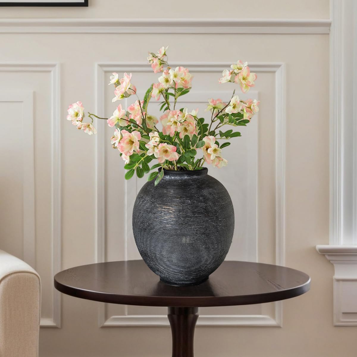 Farmhouse Table Vase / 9.8"-oval / Deep Charcoal Black-9.8