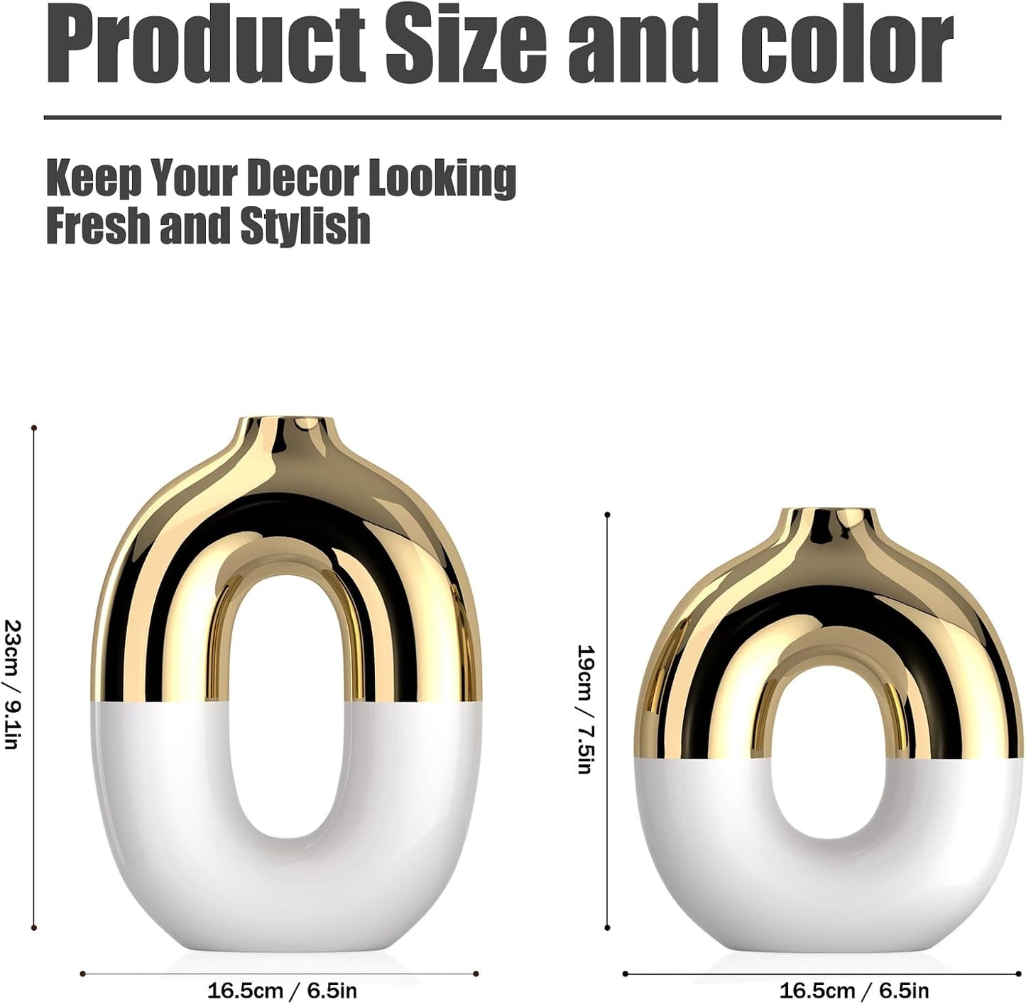 White and Gold Ceramic Vase Set Home Decor / White Gold