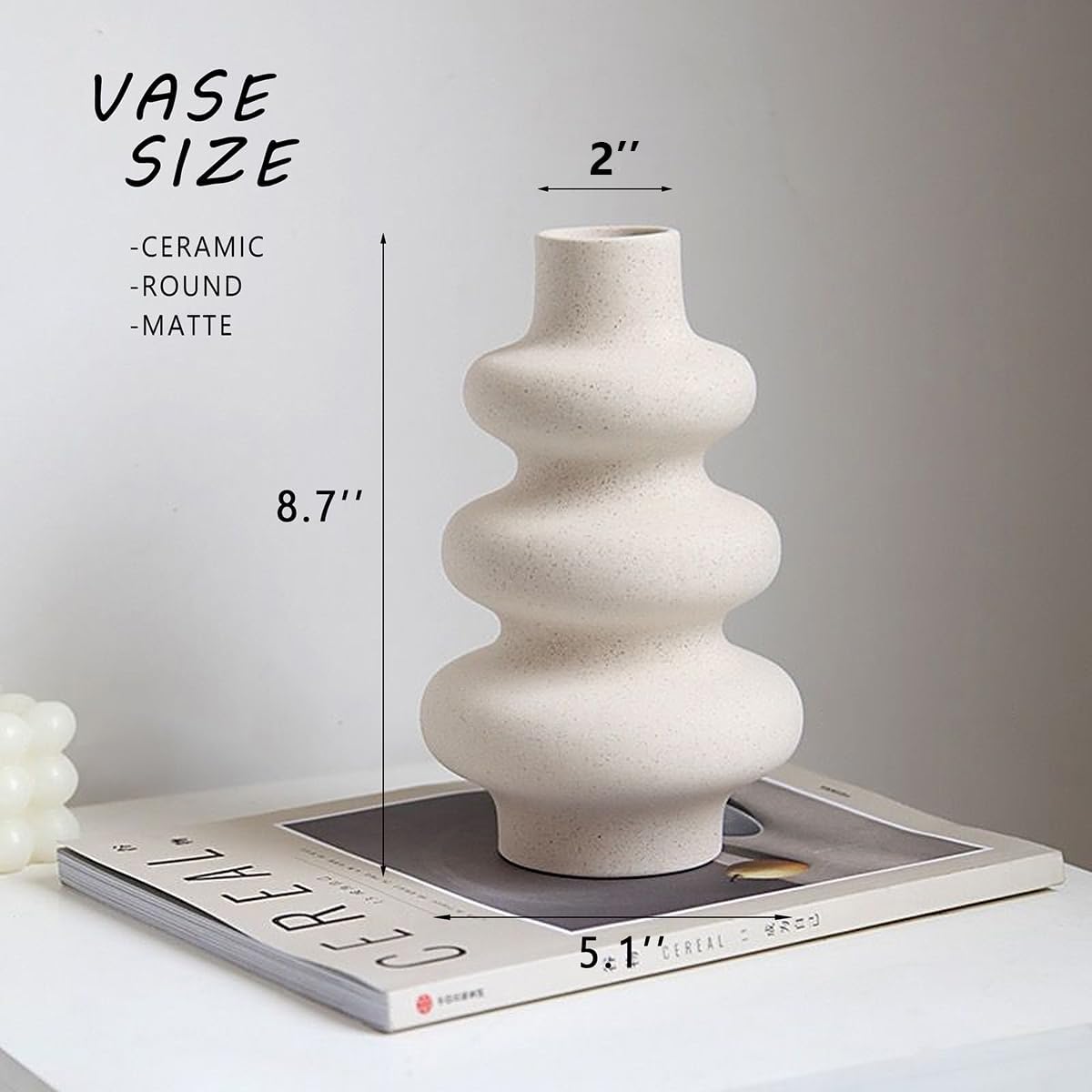 Ceramic Modern Dried Flower Vase / Off White A / Single Large