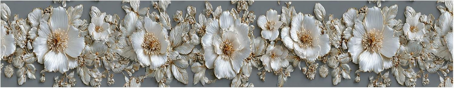 Wallpaper Border Peel and Stick Wall Border Elegant White Pattern Removable / Pearl / Gray / 196 x 4